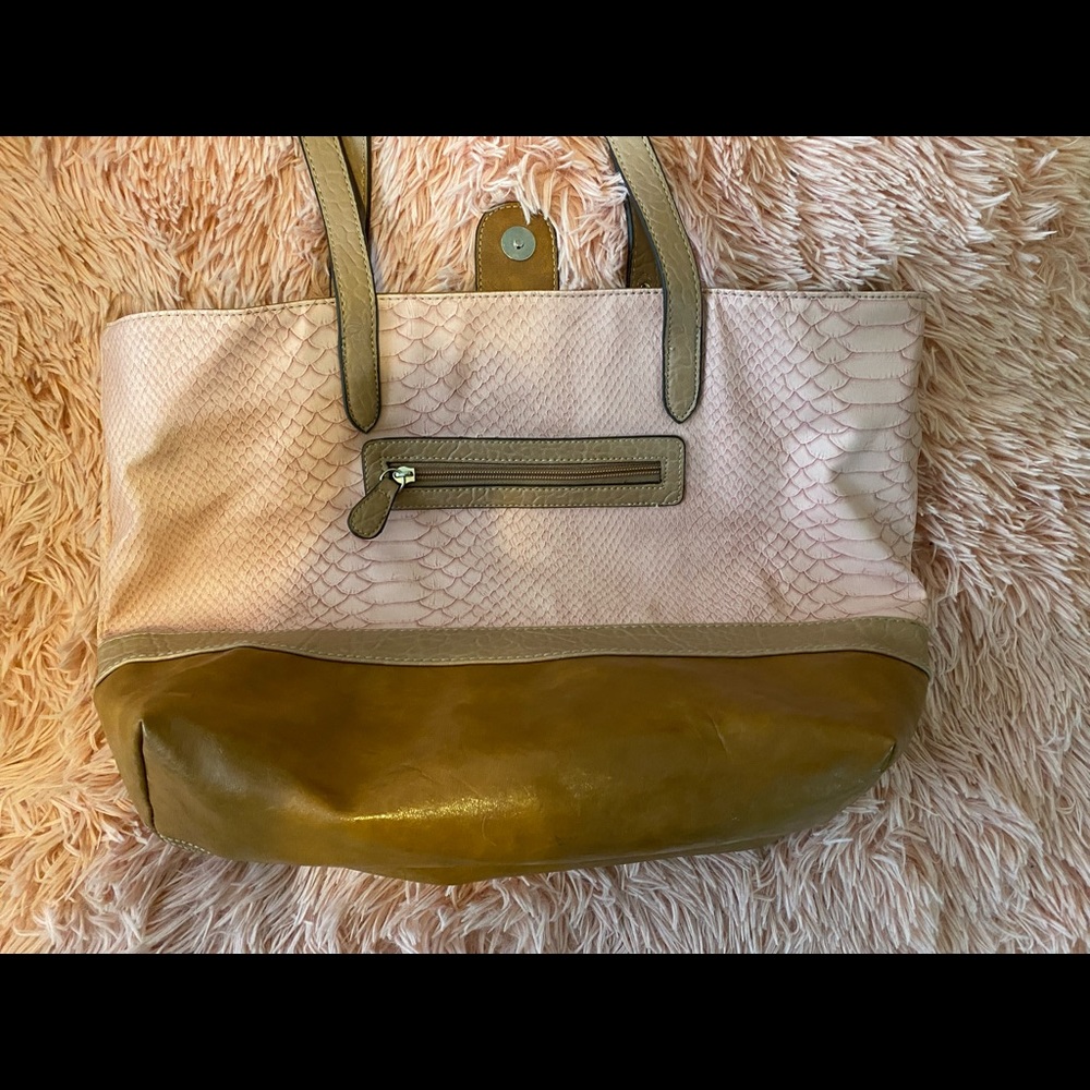 Pink and Brown Shoulder Bag